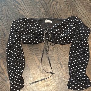 Chic Black Micro Crop Top with White Floral Design